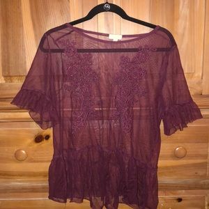 Sheer Burgundy Top